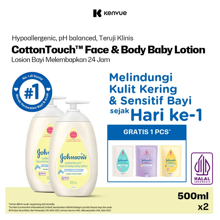 [Paket isi 2] JOHNSON'S Cottontouch Baby Lotion 500ml