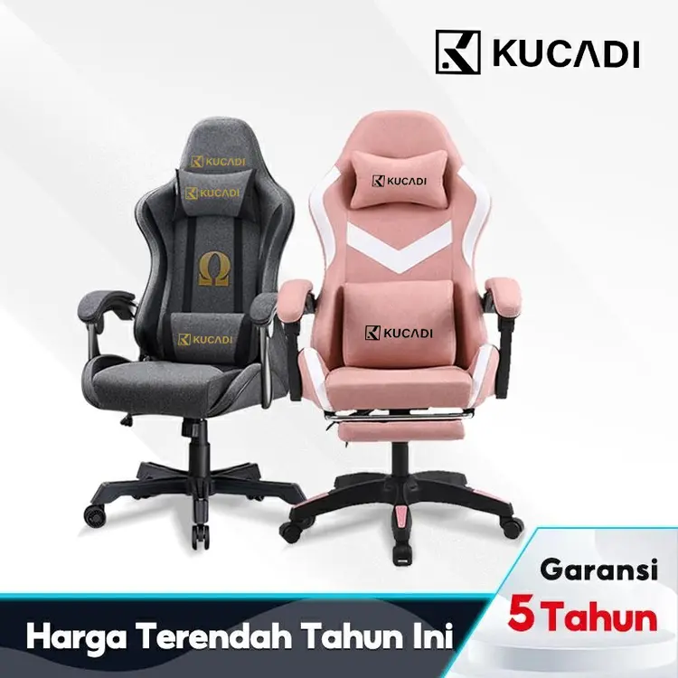 KUCADI Kursi Gaming Pink / Kursi Kantor / Katun Dan Linen Bernapas  / Kursi Kerja / Kursi Belajar / Kursi Santai / Gaming Chair / Kursi Hidrolik [ Garansi lima tahun ]