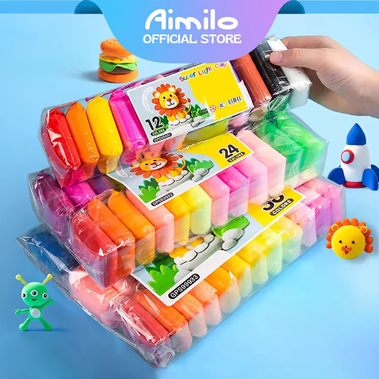 [READY] Aimilo Clay Mainan Anak Isi 12 PCS Clay Warna Mainan Edukasi Anak Aman Dan Tidak Beracun