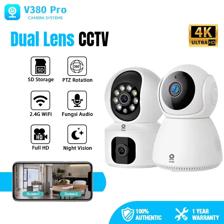 V380 Pro CCTV 360° PTZ Full View Night Vision WiFi Connection Two Way Audio Indoor IP Kamera