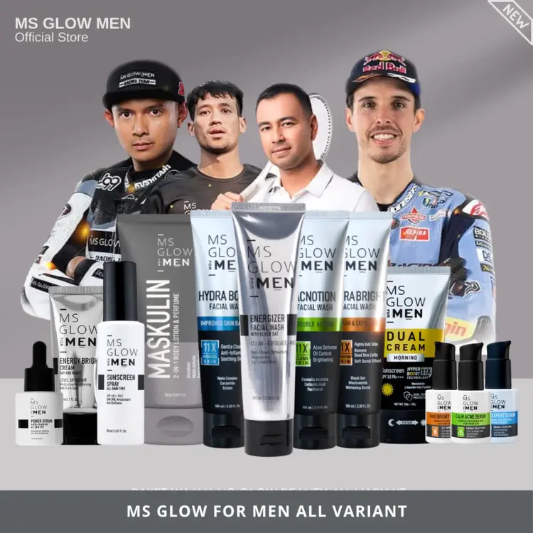 MS GLOW FOR MEN PAKET WAJAH COMPLETE - MS GLOW MEN FACIAL WASH - SERUM - CREAM - SUNSCREEN ORIGINAL