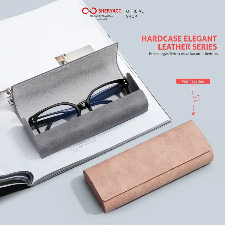 SHERYACC Box Tempat Kacamata Portable Hardcase Handmade Premium  PU Bludru H020