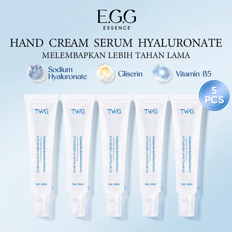 EGG - COD | 5PCS | Egg & TWG Hand Cream Hyaluronic Acid Hand Cream dengan Asam Hialuronat Hand Serum Hand Pemulihan kuat Essensi perawatan tangan asam hyaluronic Wanita
