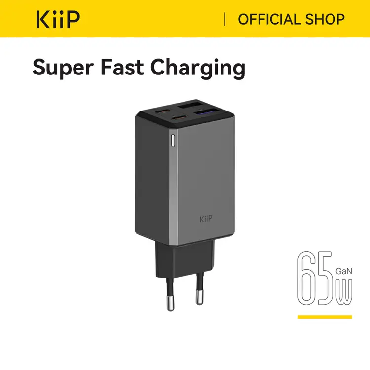KiiP C19E Kepala Charger Adaptor GAN6 Fast Charging 65W 2C+2U