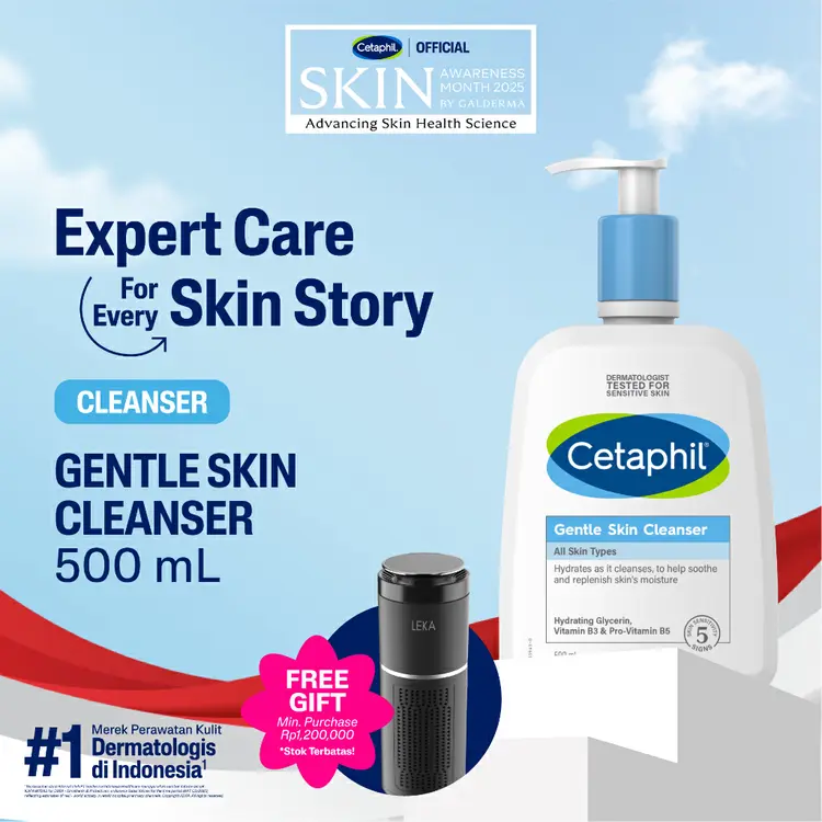Cetaphil Gentle Skin Cleanser 500ml dengan Niacinamide, Glycerin dan Panthenol Sabun Pembersih Muka Untuk Segala Jenis Kulit