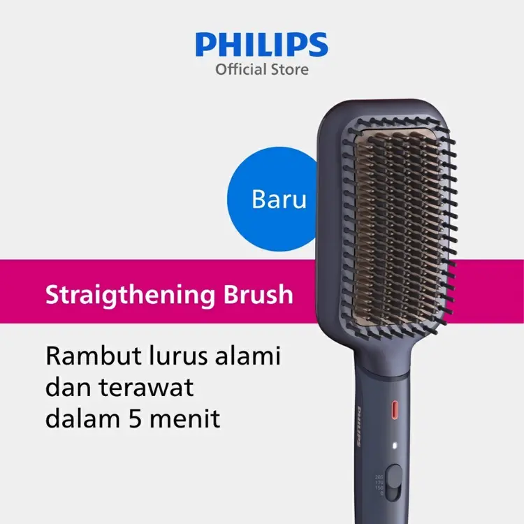 Philips | Heated Brush 5000 | Sisir Catok | Rambut Lurus Alami dalam 5 Menit dengan Argan Oil dan Ionic Teknologi | BHH885/00