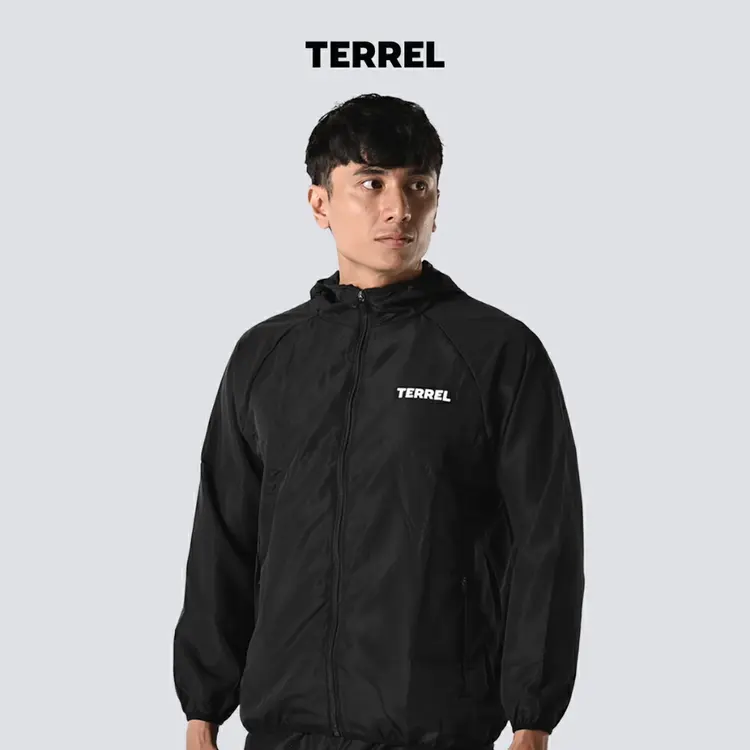 Jaket Pria Parasut Windbreaker Hitam