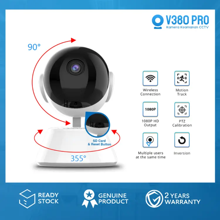 V380 PRO 1080P Kamera CCTV Jarak Jauh Smart Home WiFi Wireless CCTV Camera Night Vision PTZ FHD IP Kamera Two-Way Audio Voice 360° Auto Tracking
