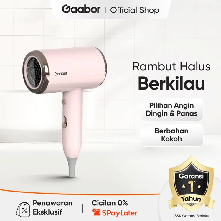 Gaabor Hair Dryer Pengering Rambut Profesional Cahaya Biru Anion Teknologi Blu-Ray