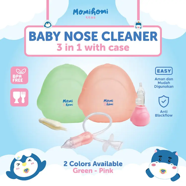 Momi Homi Alat Bantu Pembersih hidung 3008 Bayi Pembersih Ingus Bayi Nasal Aspirator Nose Cleaner 3in1 Terbuat Dari Bahan Silikon 