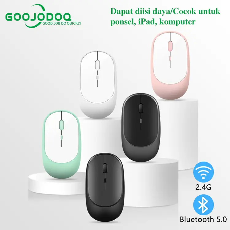 GOOJODOQ: Mouse Wireless Bluetooth 2 In 1 Mouse Portabel Ultra-tipis Senyap Mouse Bluetooth Nirkabel Mode Ganda 2.4G 2 In 1, A1