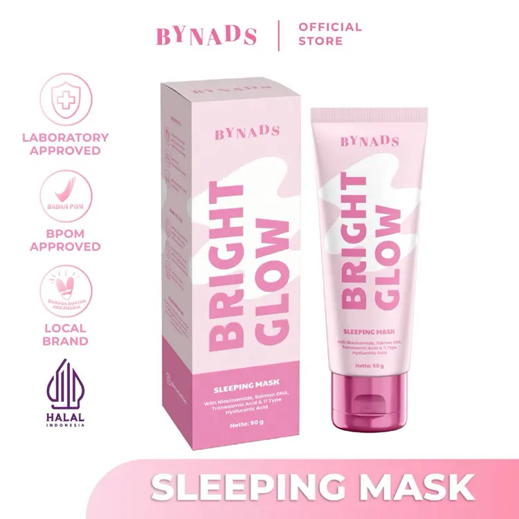 [OFFICIAL] Bynads Bright Glow Sleeping Mask with 4% Niacinamide 3in1 SleepingMask Moisturizer Wash Off Mask Reformulasi Sleeping Mask Salmon DNA Bynads