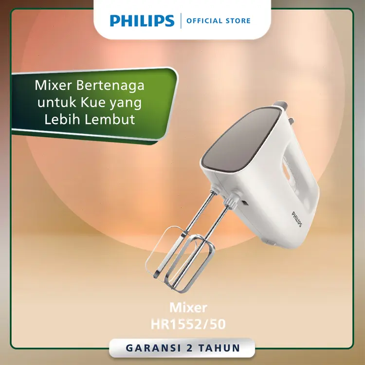 Philips Mixer (Hand Mixer - Abu-abu) - HR1552/50 - 170 Watt , Mixer Philips Chopper Mixer
