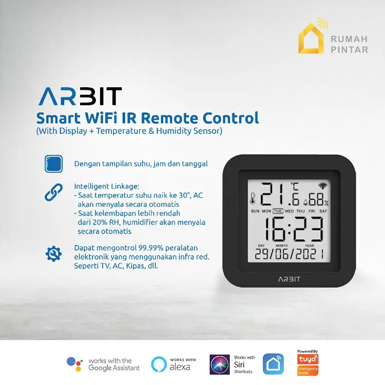 ARBIT WiFi IR Infrared Remote with Temperature Humidity Sensor Display Remot Pintar Smart Home