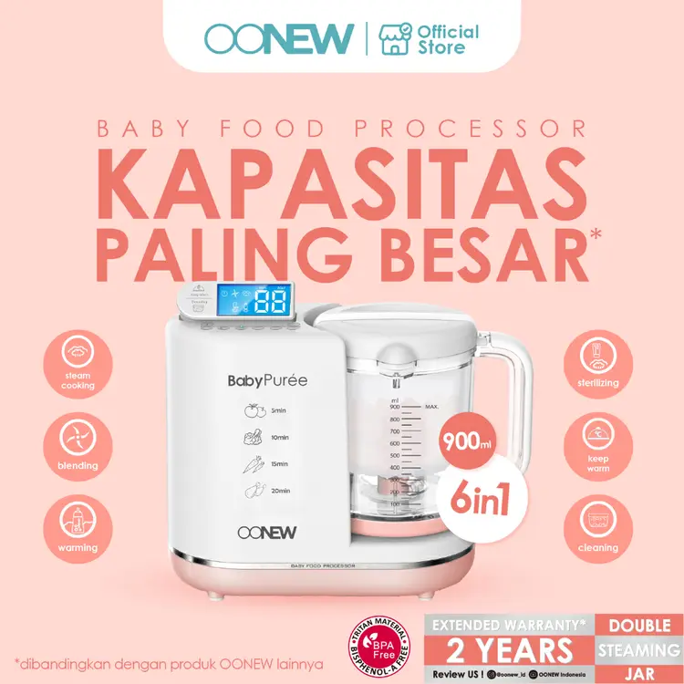 BabyPuree by OONEW Michelin Series - Pink Salmon / Baby Food Processor / Alat Pembuat MPASI