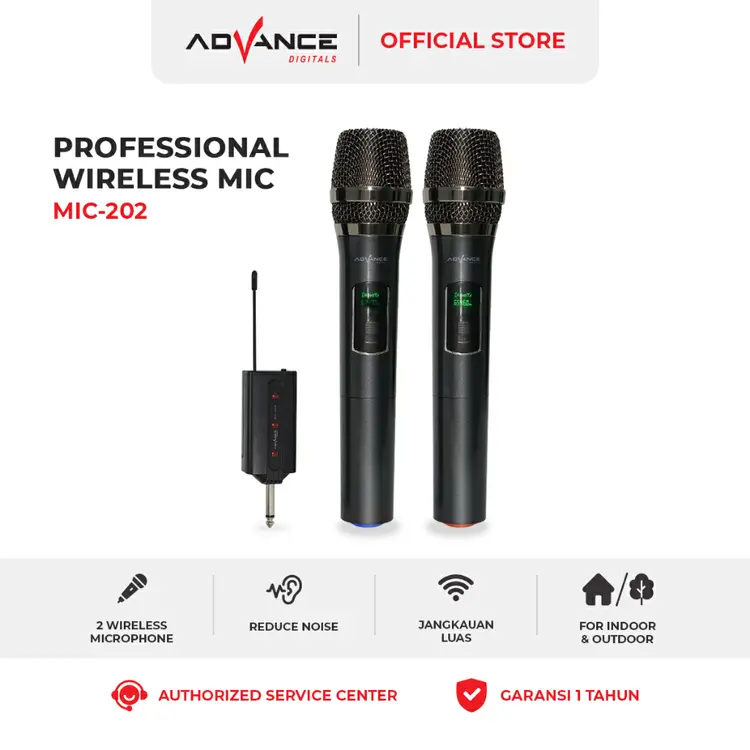 Advance MIC-202 Profesional 2 Mic Wireless Microphone Karoke Mic Duet