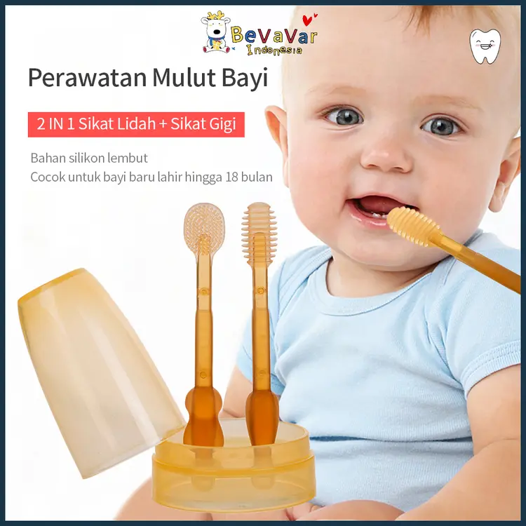 BEVAVAR sikat lidah bayi sikat gigi bayi alat pembersih lidah bayi set