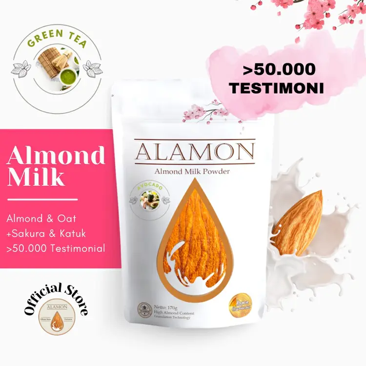 Susu Almond + Sakura Extract | Alamonmilk - 5x Minum - Bubuk Almond Konsentrasi Tinggi