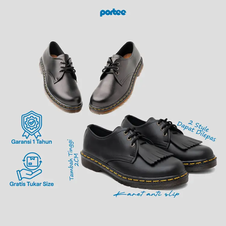 Sepatu Boots Pria Portee Original Derby –  Formal | Kerja Kondangan Kasual | Sepatu Kulit Microfiber