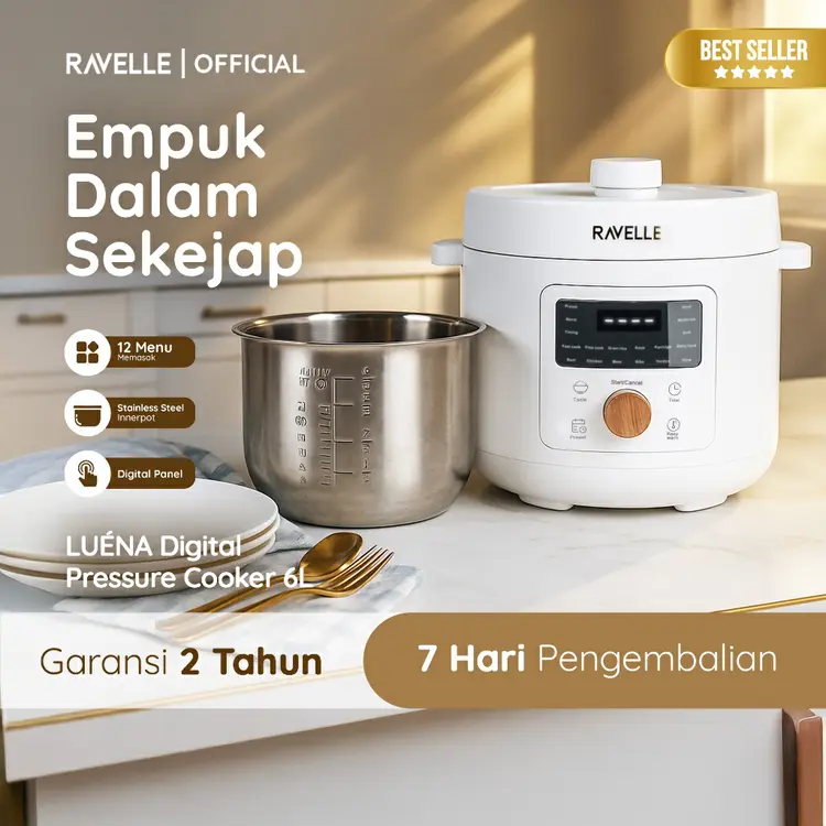 [NEW] RAVELLE LUÉNA Pressure Cooker 6 Liter Panci Stainless Food Grade- Panci Presto Listrik Stainless Pot
