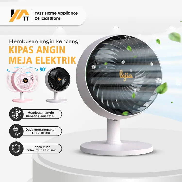 YATT X LEJIA Kipas Angin Meja Mini Desk Fan Angin Kencang Kokoh dan Tidak Berisik Low Noise 9.5 inci