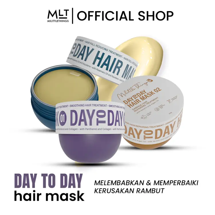 Milittle Things Day To Day Hair Mask 250ML - Masker Rambut Lembut Berkilau | Anti Rontok Kusut Kering Frizzy |  Mengurangi Kerusakan | Keratin
