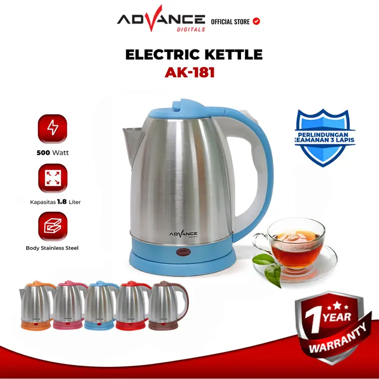 Advance AK-181 Kettle listrik teko listrik kapasitas 1,8 liter Hemat Listrik
