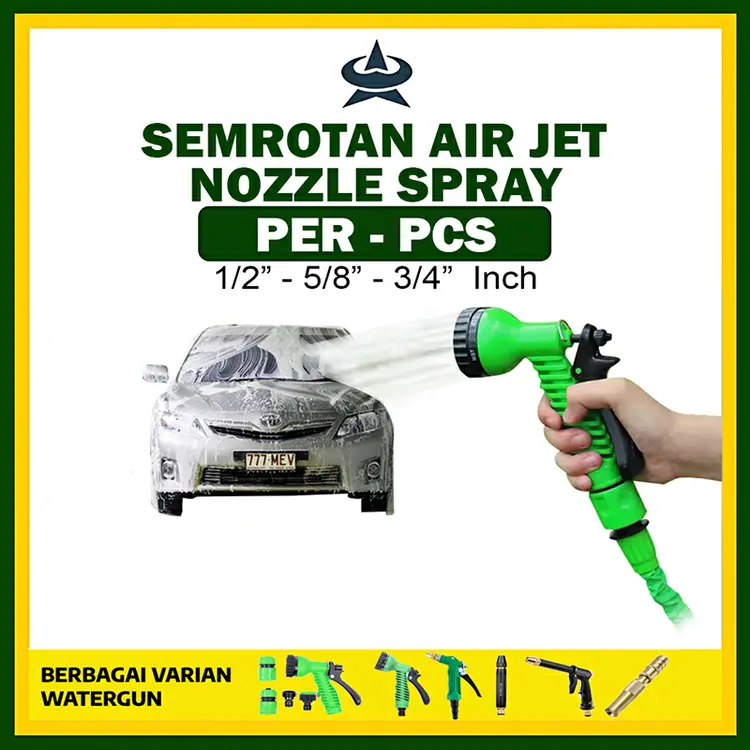 GEMUK Semprotan Air Cuci Motor Kepala Semprotan Selang Alat Cuci Motor Mobil Siram Tanaman Watergun 7 Spray Dan Watergun Nozzle Jet Spray Kepala Semprot Cuci Motor
