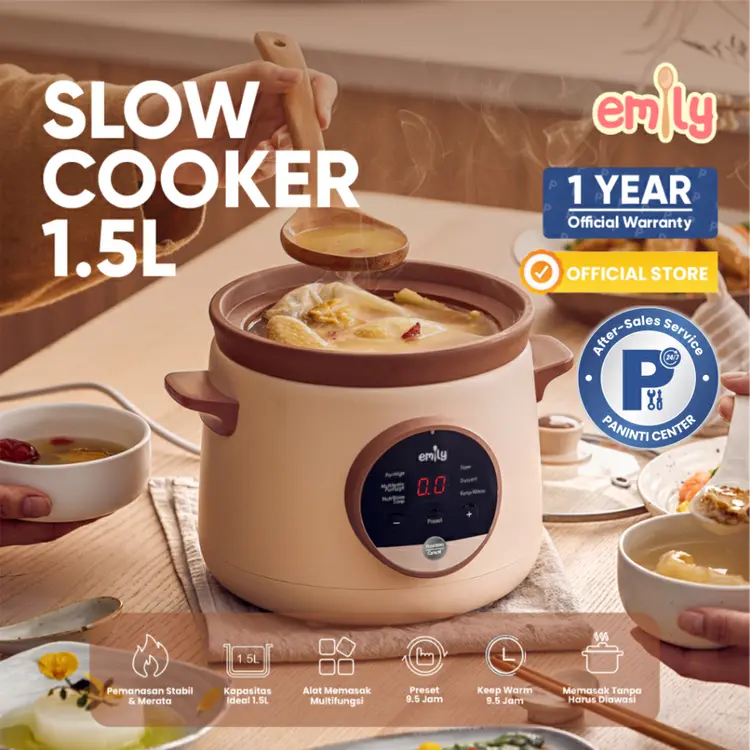 Emily Slow Cooker Claypot 1.5L - Slow Cooker Tanah Liat Baby & Family Food Maker | Panci Tanah Liat