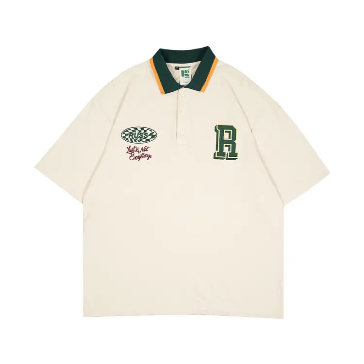 Russ Poloshirt Oversize Rugby Tangan Pendek Gainner Broken White