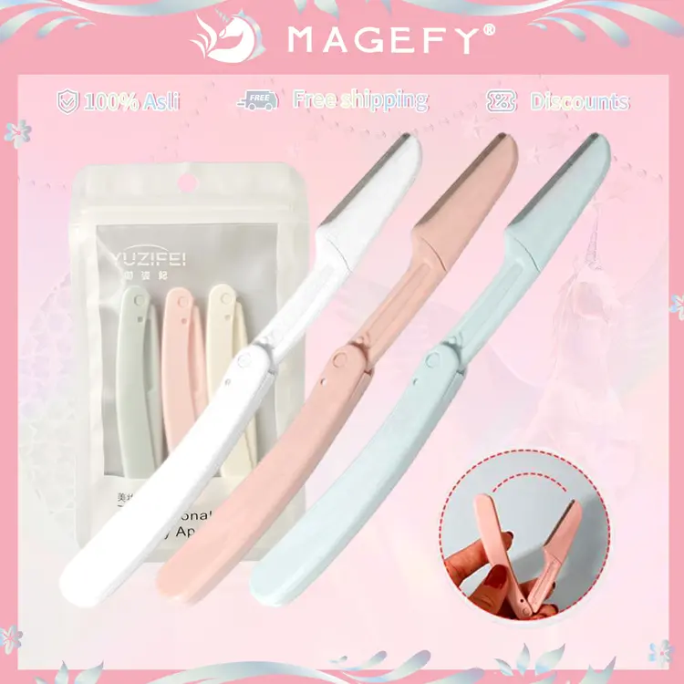 MAGEFY Alis Pemangkas Alis Pemangkas Alis Razor 1 Set 3 Buah Pisau Cukur Alis 1382