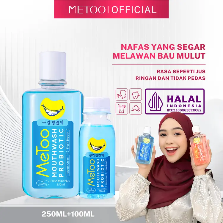 MeToo Mouthwash Fresh Mint 250ml+100ml/ nafas segar / menghilangkan bau mulut / kumur karang gigi