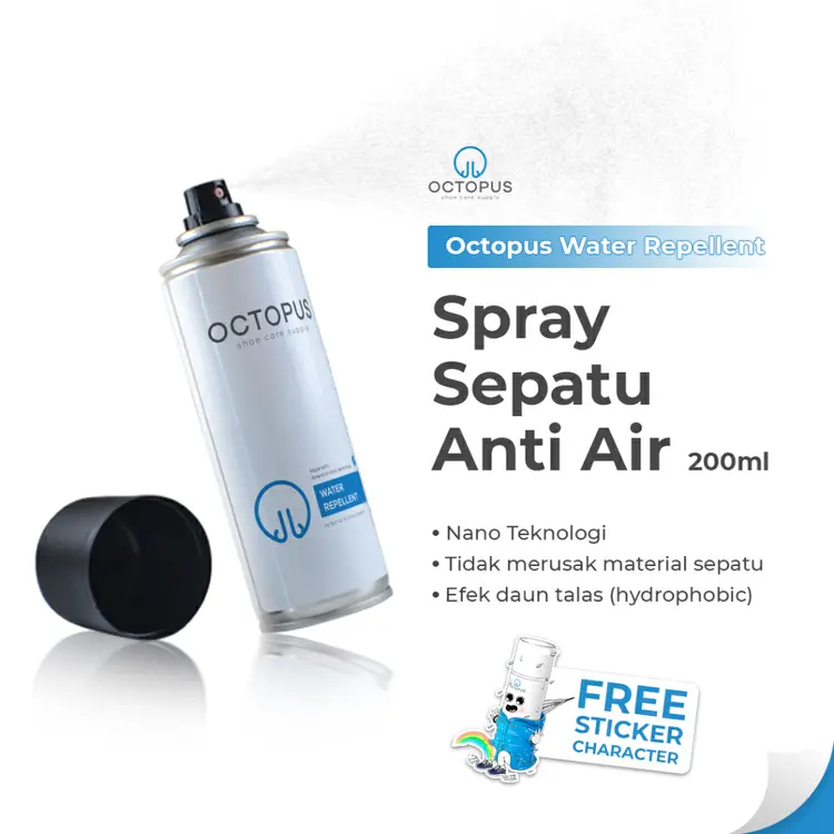 Octopus Water Repellent Spray Sepatu Jaket Anti air Efek Daun Talas |  Pelindung Sepatu anti air