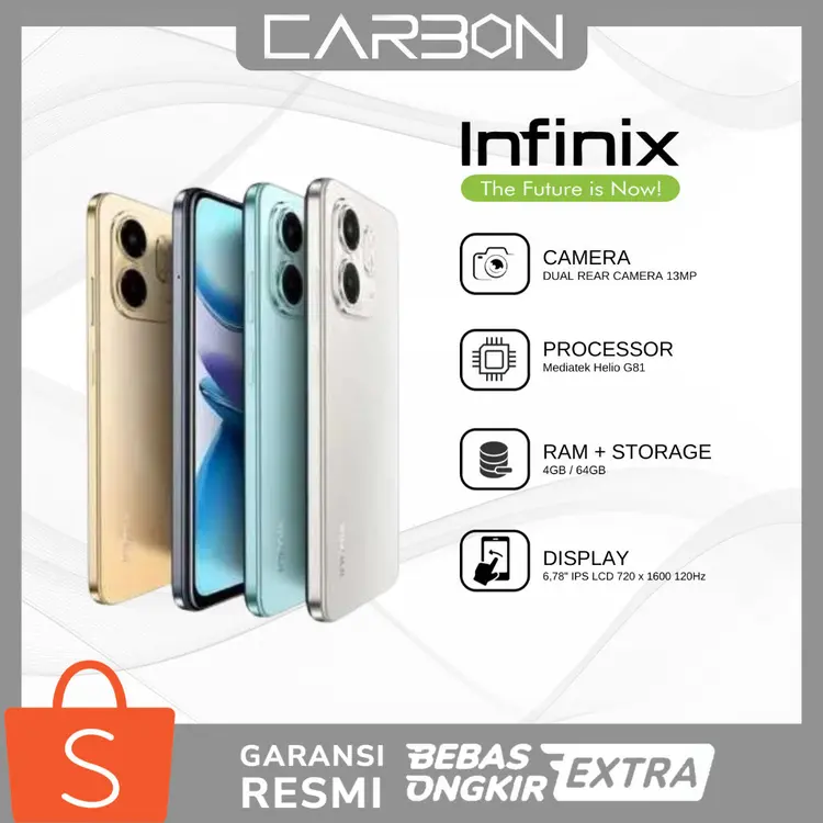 INFINIX Smart 9 4/128GB - Up to 8GB Extended RAM - 6.7 inch 120Hz Punch Hole Display - Helio G81 - 5000 mAh