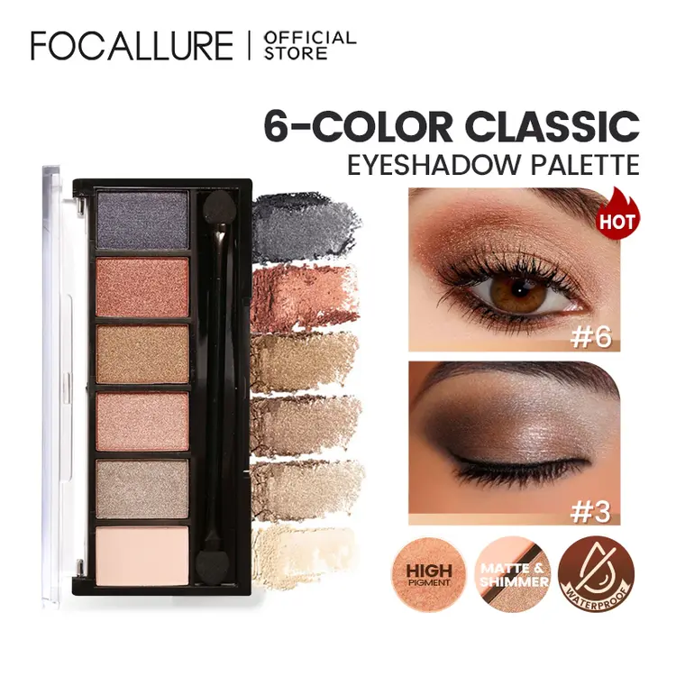 FOCALLURE 6 Colors Nude/Smoky Eyeshadow Palette