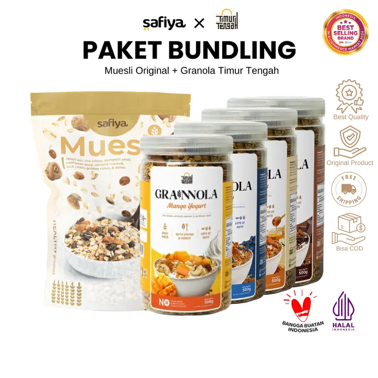Safiya Bundling Muesli Original 500 Gram x Granola 500 Gram Premium