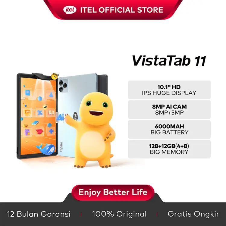 itel Tab 11 Tablet- 12GB(4+8)+128GB - 10.1" HD+ IPS Display Screen - 6000mAh - Support ChatGPT - AI Assistant with Learning Center for kid