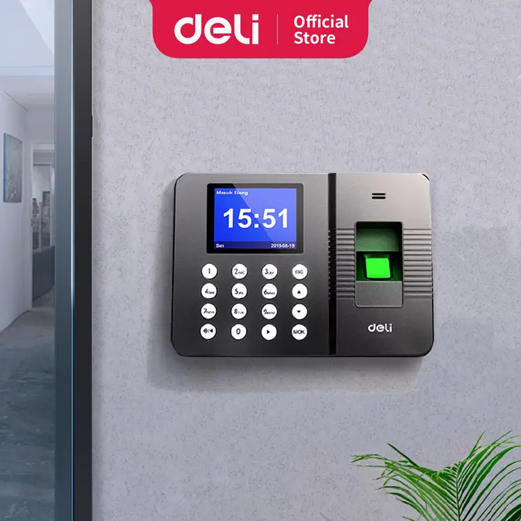 Deli Mesin Absensi Sidik Jari bahasa indonesia - sampai 1000 sidik jari tanpa instalasi software E3960