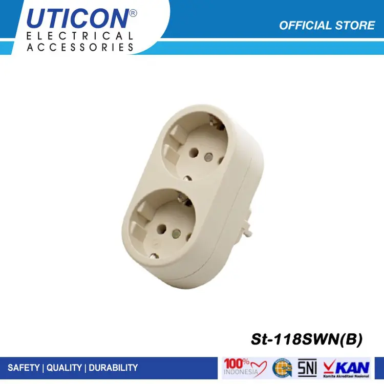 Uticon SC-128 Stop Kontak Arde 2 Lubang / Steker Arde
