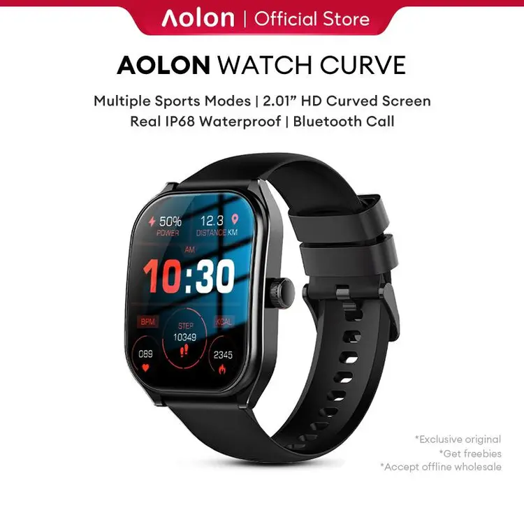 Aolon: Curve Smart Watch 2.01-inch Curved IPS Screen Bluetooth Call Running Pace Custom Wallpaper smart watch t800 ultra