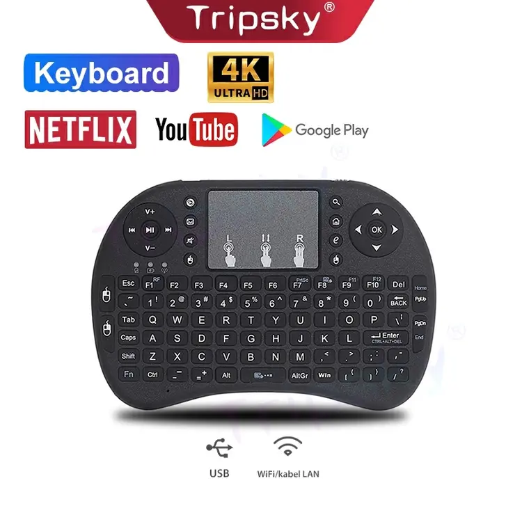 Tripsky Keyboard Mini i8 Wireless Touchpad Handheld Keyboard For PC Game Android Tv Box Proyektor