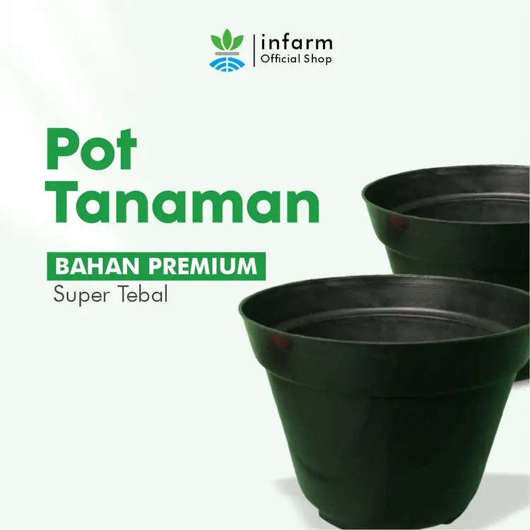 INFARM - Pot Tanaman Bunga Plastik Hitam Diameter 20 cm, Pot Tanaman Bahan Plastik Kuat Tahan Banting Pot Tidak Mudah Pecah Pot Menanam Sayur Berkualitas dan Ringan Pot Tanaman Premium Tahan Panas dan Hujan Cocok untuk Menanam Semua Jenis Tanaman