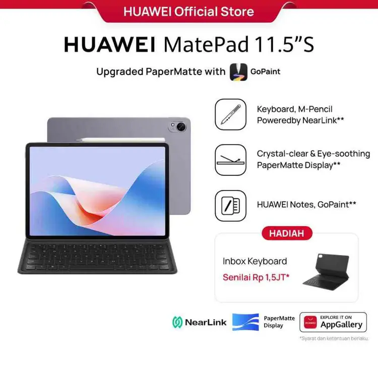 HUAWEI MatePad 11.5"S PaperMatte Edition Tablet [8+256GB] | NearLink Accessories | GoPaint | PC Level WPS