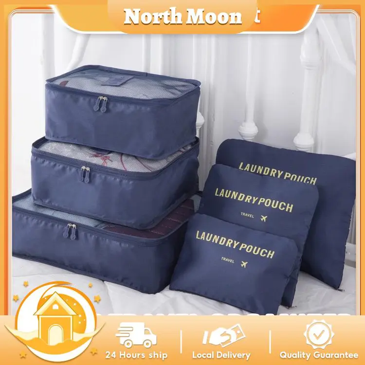 6 IN 1 Tas Travel Organizer Penyimpanan Bagasi Luggage Bag Organizer 6 Pcs Set Tas Penyimpanan Perjalanan 
