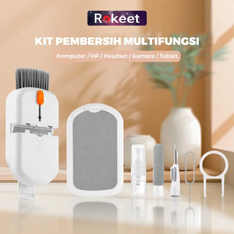 Rokeet Multifungsional Cleaning Kit Soft Dust Removal Brush For PC Laptop Keyboard Headset Headphone Camera