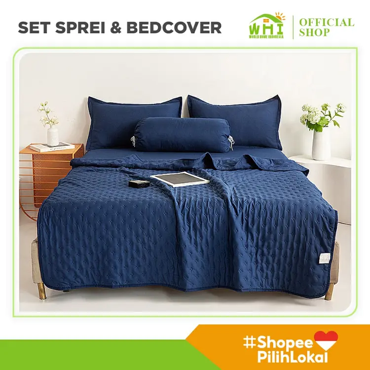 World Home Selimut Bedcover Saja & Set Sprei + Selimut + Sarung Bantal Guling 120, 160 & 180cm Polos