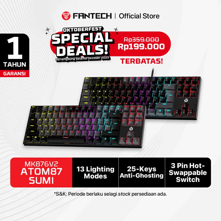 Fantech ATOM MK876 RGB Gaming Mechanical Keyboard TKL