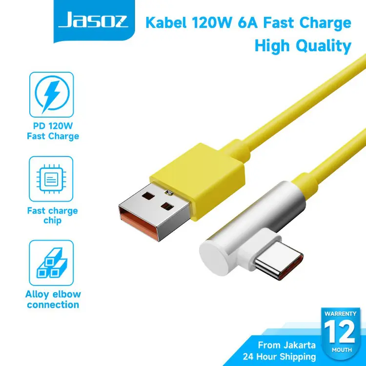 Jasoz 120w Kabel 90° Elbow Cable Type-C Fast Charging 6A For Xiaomi 14 13 12 mi 10 note 9 pro Redmi