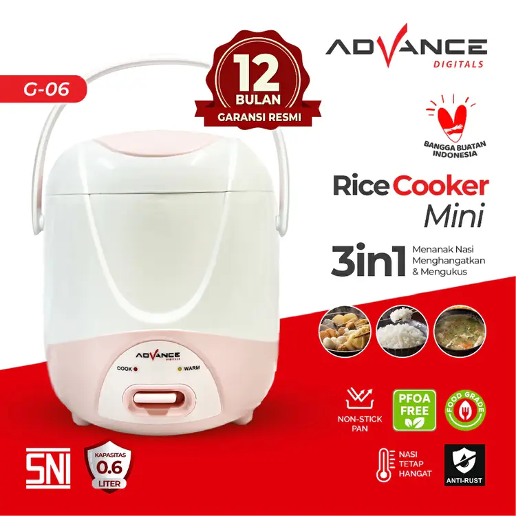 【Bisa dikirim hari ini】Advance Rice Cooker Mini 1.2L Penanak Nasi Serbaguna 3 in 1 Magic Com 06