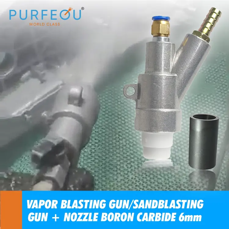 Full Set Alat Vaporblasting Sandblasting 9un Purfequ + Nosel Nozzle Boron Carbide 6mm